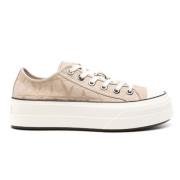 Beige Canvas Platform Sneakers Valentino , Beige , Dames