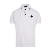 Witte Polo Shirt met Logo Patch Moncler , White , Heren