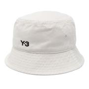 Talc Bucket Hat met Geborduurd Logo Y-3 , White , Dames