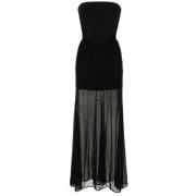 Gerimpelde Taille Strapless Lange Mouw Jurk David Koma , Black , Dames