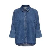 Denim Overhemd - Klassiek Design met Moderne Details Only , Blue , Dam...
