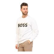 Witte Sweater met Logo Print Hugo Boss , White , Heren
