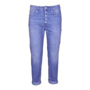 Blauwe Denim Jeans met Juwelenknoop Dondup , Blue , Dames