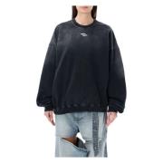 Grijze Gebreide Trui met Puffy Print Logo Ssheena , Gray , Dames