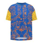 Vintage Fit Barok Print T-Shirt Carlo Colucci , Blue , Dames