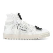 Witte Zwarte Leren Hi-Top Sneakers Off White , White , Heren