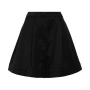Zwarte wollen blend shorts met plooien Simone Rocha , Black , Dames