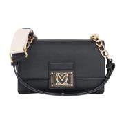 Zwarte dames tas met gouden metalen logo plaat Love Moschino , Black ,...