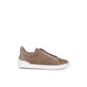 Bruine Suède Sneakers Ermenegildo Zegna , Brown , Heren