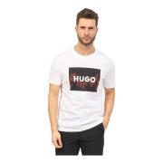 Heren Regular Fit T-shirt met Vlam Grafisch Hugo Boss , White , Heren