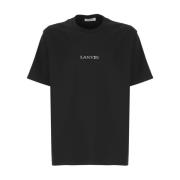 Zwarte katoenen T-shirt met geborduurd logo Lanvin , Black , Heren