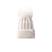 Gebreide Hoed met Logo en Cashmere Pom Pom Woolrich , White , Dames