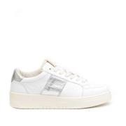 Witte en Zilveren Leren Tennisschoenen Saint Sneakers , Gray , Heren