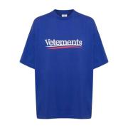 Logo Campagne T-Shirt Vetements , Blue , Heren