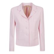 Roze korte jas met revers N21 , Pink , Dames