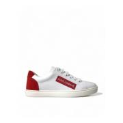 Klassieke Wit Rode Leren Sneakers Dolce & Gabbana , White , Dames