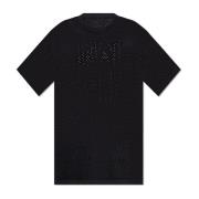 T-shirt met opengewerkt patroon en logo MM6 Maison Margiela , Black , ...
