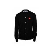 Zwarte Wollen Vest met Rood Hart Comme des Garçons , Black , Heren