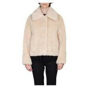 Furry Faux Shearling Jas Stand Studio , White , Dames