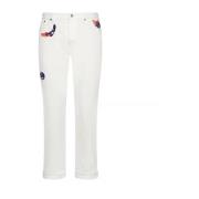 Stijlvolle Patches Jeans Upgrade Collectie Dior , White , Heren