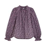 Relaxed Fit Bloemenblouse Apof , Purple , Dames