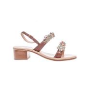 Leren Sandalen met Strass voor Dames Paola Fiorenza , Brown , Dames