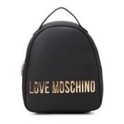 Zwarte rugzak met metalen logo Love Moschino , Black , Dames