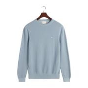 Katoenen Piqué Crewneck Sweater Gant , Blue , Heren