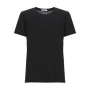 Zwarte Katoenen T-shirt met Bedrukt Logo Jil Sander , Black , Heren