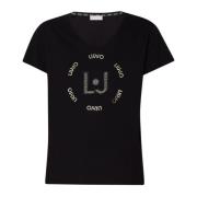 T-Shirt met print en strass Liu Jo , Black , Dames