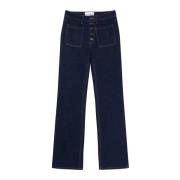 Hoge Taille Jeans met Oversize Zakken Munthe , Blue , Dames