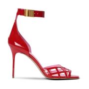 Lakleren Uma sandalen met opengewerkt rooster Balmain , Red , Dames