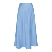 Elegante Satijnen Rok in Stoffig Blauw Neo Noir , Blue , Dames