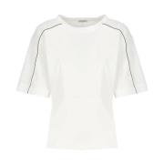 Witte Katoenen T-shirt met Messing Details Brunello Cucinelli , White ...