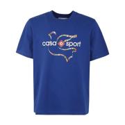 Colombes Vlag Bedrukt T-Shirt Casablanca , Blue , Heren