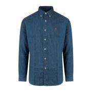 Denim Overhemd met Geborduurd Logo Polo Ralph Lauren , Blue , Heren