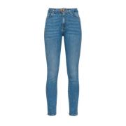 Stretch Skinny Jeans met Hoge Taille Pinko , Blue , Dames