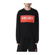 Zwarte Katoenen Trui met Rood Kenzo Logo Kenzo , Black , Heren