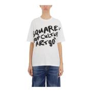 Pop 80's Print T-Shirt Dsquared2 , White , Dames