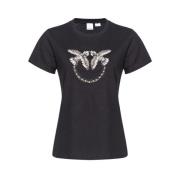 Love Birds Geborduurd T-Shirt Pinko , Black , Dames
