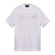 T-shirt met logo-print Versace Jeans Couture , White , Heren