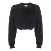 Zwarte Crop Sweatshirt Alexander McQueen , Black , Dames