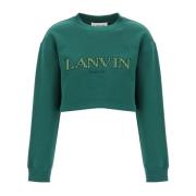 Cropped Sweatshirt met geborduurd logo embleem Lanvin , Green , Dames