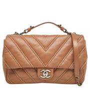 Pre-owned Leather handbags Chanel Vintage , Brown , Dames