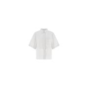 Boxy Fit Katoenen Overhemd met Geborduurd Logo Herno , White , Dames