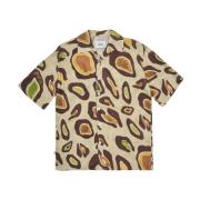 Oversize Leopard Print Bowling Shirt Bonsai , Beige , Heren