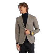 Beige Houndstooth Jas Tagliatore , Beige , Heren