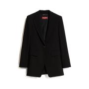 Zwarte Blazer met Één Knoop en Revers Max Mara , Black , Dames