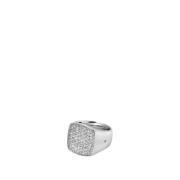 Elegante Zilveren en Witte Topaas Ring Tom Wood , Gray , Dames