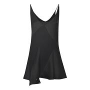 Zwarte Panelen Satijnen Jurk Maison Margiela , Black , Dames